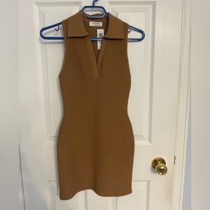 Babaton Sculpt Knit Polo Dress - Camel XS